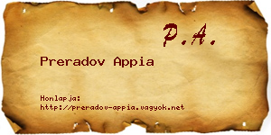 Preradov Appia névjegykártya